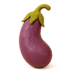 eggplant stylized as claymation