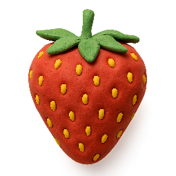 strawberry stylized as claymation