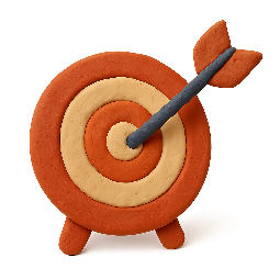 arrow-hitting-target stylized as claymation