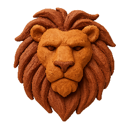lion-head stylized as claymation