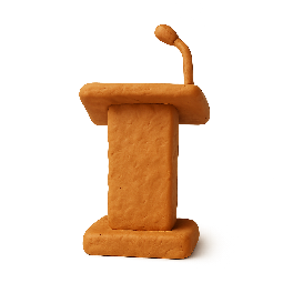 podium stylized as claymation