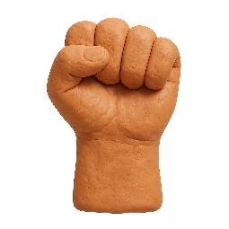 raised-fist stylized as claymation