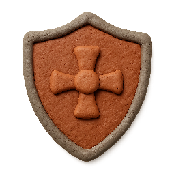 shield stylized as claymation