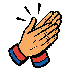 clapping-hands stylized as comic