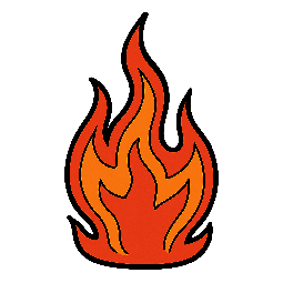 flame stylized as comic