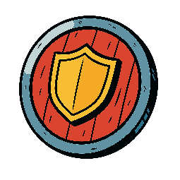 shield stylized as comic