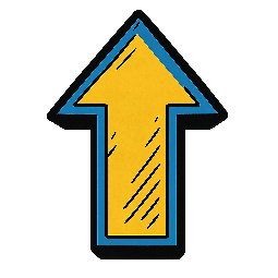 upward-arrow stylized as comic
