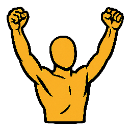 victory-pose stylized as comic