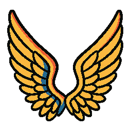 wings stylized as comic