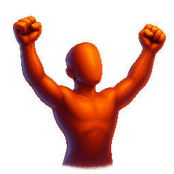 victory-pose stylized as digital