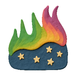 aurora-borealis stylized as claymation