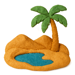 desert-oasis stylized as claymation