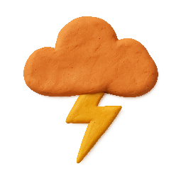 lightning-cloud stylized as claymation