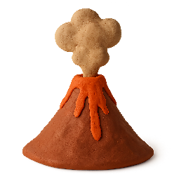volcano stylized as claymation