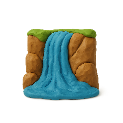 waterfall stylized as claymation
