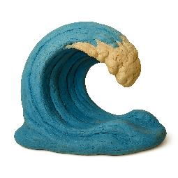 wave stylized as claymation
