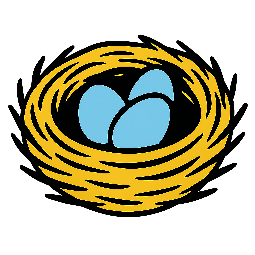 bird-nest stylized as comic