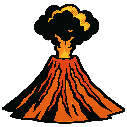 volcano stylized as comic