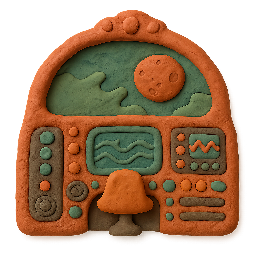 alien-spaceship-interior stylized as claymation