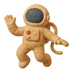 astronaut-floating stylized as claymation
