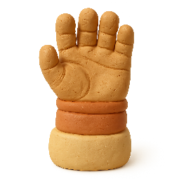 astronaut-glove stylized as claymation