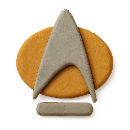 communicator-badge stylized as claymation