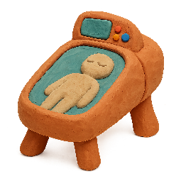 cryo-chamber stylized as claymation