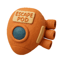 escape-pod stylized as claymation