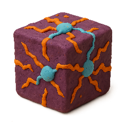 quantum-cube stylized as claymation