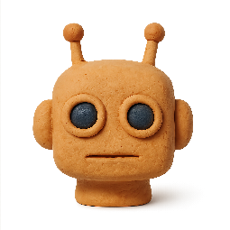 robot-head stylized as claymation