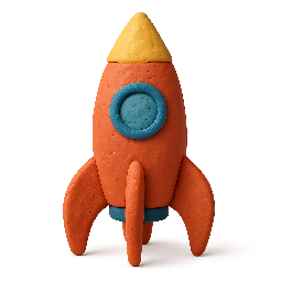 rocket stylized as claymation