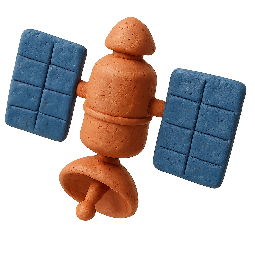 satellite stylized as claymation