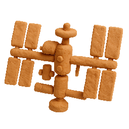 space-station stylized as claymation