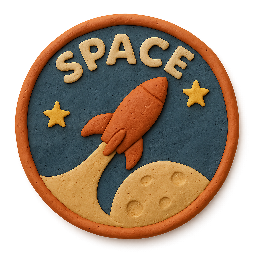 space-suit-patch stylized as claymation