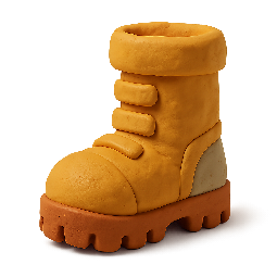 spacesuit-boot stylized as claymation