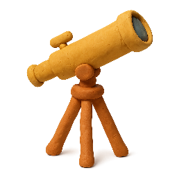 telescope stylized as claymation