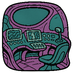 alien-spaceship-interior stylized as comic