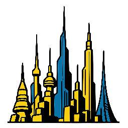futuristic-city stylized as comic