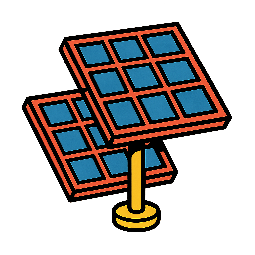 solar-panel-array stylized as comic