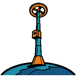space-elevator stylized as comic