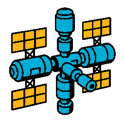 space-station stylized as comic