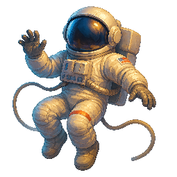 astronaut-floating stylized as digital