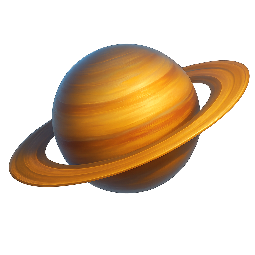 planet-with-rings stylized as digital