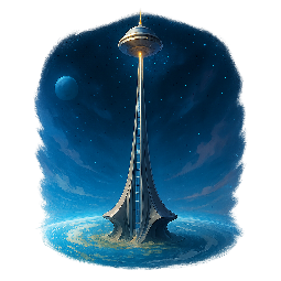 space-elevator stylized as digital