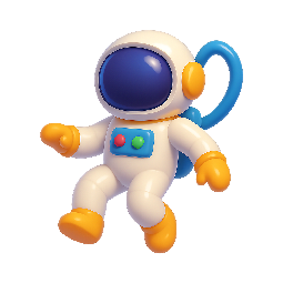 astronaut-floating stylized as shiny