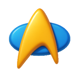communicator-badge stylized as shiny