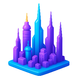 futuristic-city stylized as shiny