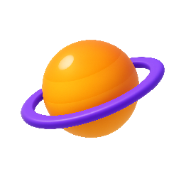 planet-with-rings stylized as shiny