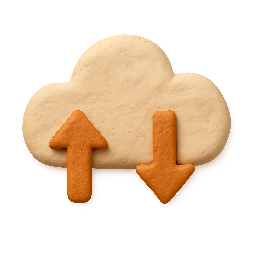 cloud-with-arrows stylized as claymation