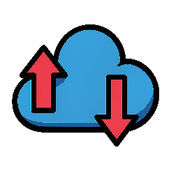 cloud-with-arrows stylized as comic